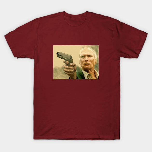 Clint Eastwood as Walt Kowalski in Gran Torino T-Shirt by charlipadart